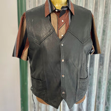 Load image into Gallery viewer, 1990&#39;s Black Rose Heavy Vintage Black Leather Biker&#39;s Vest Sz XL - OOAK - Phoenix Menswear
