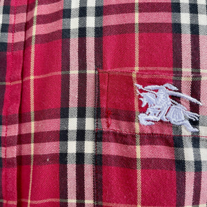 1990's Burberrys Vintage Red Black White Plaid Check L/S Shirt Sz L - OOAK - Phoenix Menswear