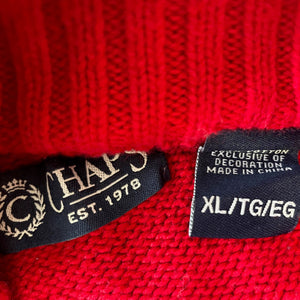 1990's Chaps Red Blue White Vintage Cotton Jumper Pullover Buttons Sz XL - OOAK - Phoenix Menswear