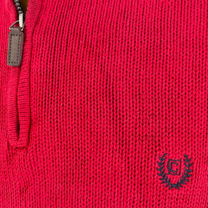 1990's Chaps Red Vintage Cotton Jumper Pullover Zip Sz L - OOAK - Phoenix Menswear