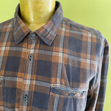 Load image into Gallery viewer, 1990&#39;s Corduroy L/S Shirt Blue Brown Check Sz L - OOAK - Phoenix Menswear