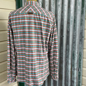 1990's Diesel Check Red Turquoise Yellow L/S Shirt Button Down Cotton Sz XL - OOAK - Phoenix Menswear