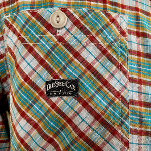 1990's Diesel Check Red Turquoise Yellow L/S Shirt Button Down Cotton Sz XL - OOAK - Phoenix Menswear