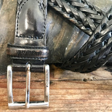 Load image into Gallery viewer, 1990&#39;s Fossil Vintage Black Plaited Leather Belt Sz L - OOAK - Phoenix Menswear