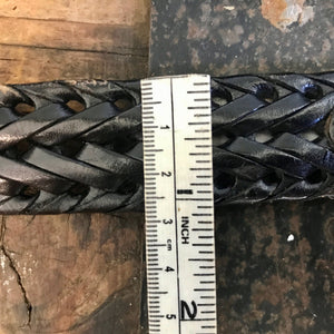 1990's Fossil Vintage Black Plaited Leather Belt Sz L - OOAK - Phoenix Menswear