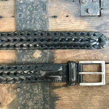 Load image into Gallery viewer, 1990&#39;s Fossil Vintage Black Plaited Leather Belt Sz L - OOAK - Phoenix Menswear
