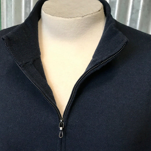 1990's Italian Navy Wool Jumper Polo Zip Sz XXL - New - OOAK - Phoenix Menswear