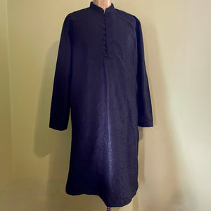 1990's Men's Vintage Indian Black Embroidered Long Shirt Dress L/S Kurta Top Sz XL - OOAK - Phoenix Menswear