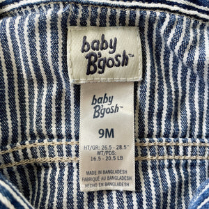 1990's Pinstripe Blue Denim Vintage Kid's Oshkosh Short Sleeve Babygrow Sz 9 Months - OOAK - Phoenix Menswear