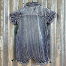 Load image into Gallery viewer, 1990&#39;s Pinstripe Blue Denim Vintage Kid&#39;s Oshkosh Short Sleeve Babygrow Sz 9 Months - OOAK - Phoenix Menswear
