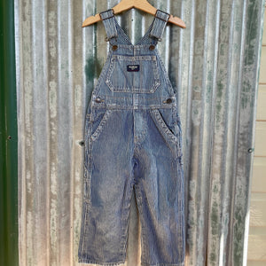 1990's Pinstripe Oshkosh Vintage Kid's Blue Denim Long Overalls Sz 3T - OOAK - Phoenix Menswear