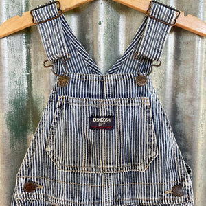 1990's Pinstripe Oshkosh Vintage Kid's Blue Denim Long Overalls Sz 3T - OOAK - Phoenix Menswear