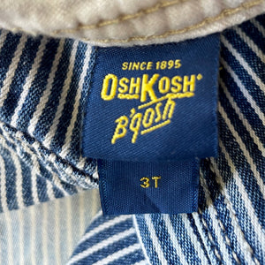 1990's Pinstripe Oshkosh Vintage Kid's Blue Denim Long Overalls Sz 3T - OOAK - Phoenix Menswear