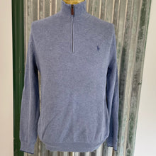 Load image into Gallery viewer, 1990&#39;s Polo Ralph Lauren Vintage Cotton Jumper Pale Blue Pullover Zip Sz M - OOAK - Phoenix Menswear