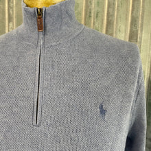 Load image into Gallery viewer, 1990&#39;s Polo Ralph Lauren Vintage Cotton Jumper Pale Blue Pullover Zip Sz M - OOAK - Phoenix Menswear
