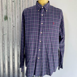 1990's Ralph Lauren Blue Check L/S Shirt Sz XL - OOAK - Phoenix Menswear