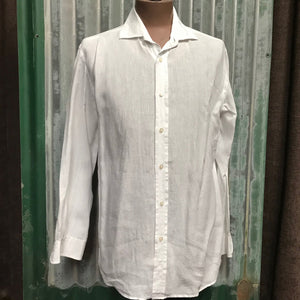 1990's Ralph Lauren Purple Label White Linen L/S Shirt Sz XXL - OOAK - Phoenix Menswear