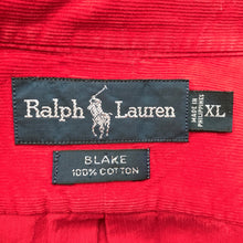 Load image into Gallery viewer, 1990&#39;s Ralph Lauren Red Corduroy Preloved L/S Shirt Sz XL - OOAK - Phoenix Menswear