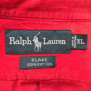 1990's Ralph Lauren Red Corduroy Preloved L/S Shirt Sz XL - OOAK - Phoenix Menswear