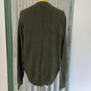 1990's Tommy Hilfiger Vintage Cotton Jumper Khaki Green Pullover Crew Neck Sz L - OOAK - Phoenix Menswear