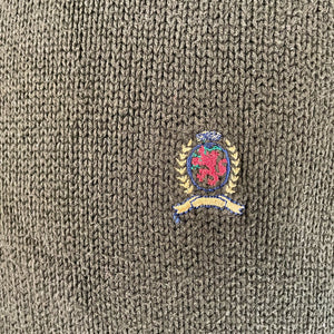 1990's Tommy Hilfiger Vintage Cotton Jumper Khaki Green Pullover Crew Neck Sz L - OOAK - Phoenix Menswear