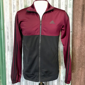 1990's Vintage Adidas Burgundy Black Track Top Light Jacket Sz S - OOAK - Phoenix Menswear