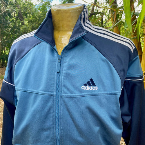 1990's Vintage Adidas Track Top Light Jacket Blue White Sz S - OOAK - Phoenix Menswear