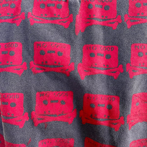 1990's Vintage Armani Women's Printed Navy Red Cassette Tapes Cotton Vest Sz S - OOAK - Phoenix Menswear