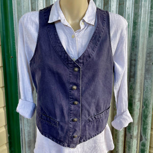1990's Vintage Armani Women's Printed Navy Red Cassette Tapes Cotton Vest Sz S - OOAK - Phoenix Menswear