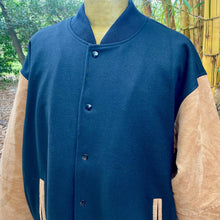 Load image into Gallery viewer, 1990&#39;s Vintage Baseball Varsity Jacket Wool Leather Black Beige Sz XXL - OOAK - Phoenix Menswear