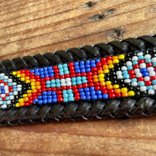 Load image into Gallery viewer, 1990&#39;s Vintage Beaded Aztec Black Leather Sz S - OOAK - Phoenix Menswear