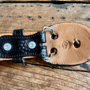 1990's Vintage Black Leather Faux Ostrich Belt Sz M - OOAK - Phoenix Menswear