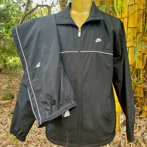 1990's Vintage Black Nike Track Suit Top and Bottom Sz M - OOAK - Phoenix Menswear
