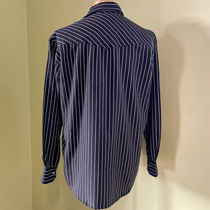 1990's Vintage Black White Pinstripe Embroidered Western L/S Shirt Sz L - OOAK - Phoenix Menswear