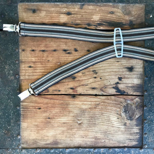1990's Vintage Braces Suspenders - Brown Stripe - OOAK - Phoenix Menswear