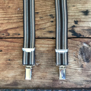 1990's Vintage Braces Suspenders - Brown Stripe - OOAK - Phoenix Menswear