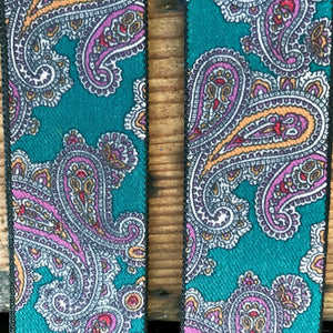 1990's Vintage Braces Suspenders - Purple & Green Paisley- OOAK - Phoenix Menswear