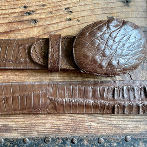 1990's Vintage Brown Crocodile Leather Belt Sz M - OOAK - Phoenix Menswear
