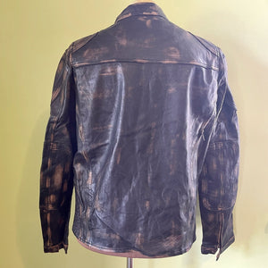 1990's Vintage Brown Distressed Leather Biker Jacket Sz M - OOAK - Phoenix Menswear