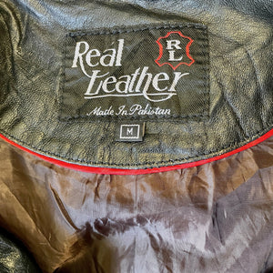 1990's Vintage Brown Distressed Leather Biker Jacket Sz M - OOAK - Phoenix Menswear