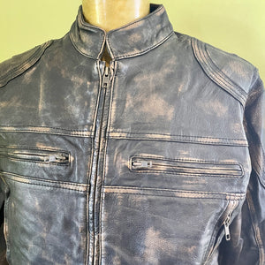1990's Vintage Brown Distressed Leather Biker Jacket Sz M - OOAK - Phoenix Menswear