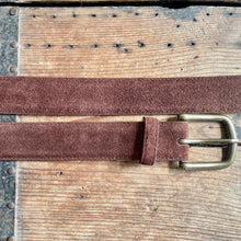 Load image into Gallery viewer, 1990&#39;s Vintage Brown Suede Belt Removable Brass Buckle Sz M - OOAK - Phoenix Menswear
