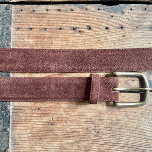 1990's Vintage Brown Suede Belt Removable Brass Buckle Sz M - OOAK - Phoenix Menswear