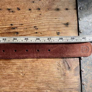 1990's Vintage Brown Suede Belt Removable Brass Buckle Sz M - OOAK - Phoenix Menswear