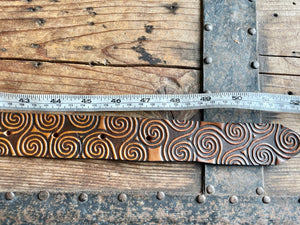 1990's Vintage Brown Tooled Leather Belt Swirl Design Sz XXL - OOAK - Phoenix Menswear