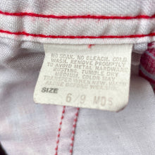 Load image into Gallery viewer, 1990&#39;s Vintage Children&#39;s Oshkosh Red Corduroy Overalls Alphabet Print Sz 6-9 Months - OOAK - Phoenix Menswear