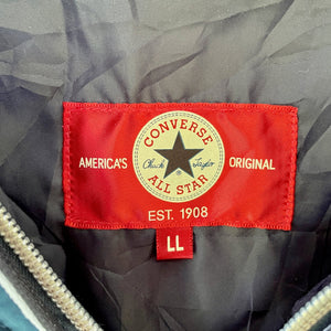 1990's Vintage Converse Bomber Jacket Blue Quilted Hood Sz L - OOAK - Phoenix Menswear