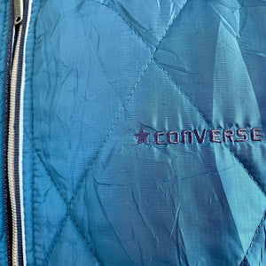1990's Vintage Converse Bomber Jacket Blue Quilted Hood Sz L - OOAK - Phoenix Menswear