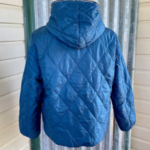 1990's Vintage Converse Bomber Jacket Blue Quilted Hood Sz L - OOAK - Phoenix Menswear