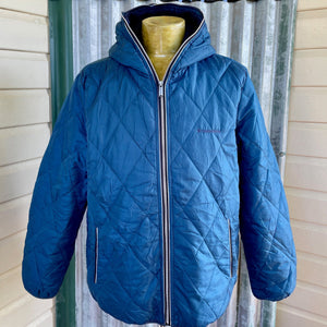 1990's Vintage Converse Bomber Jacket Blue Quilted Hood Sz L - OOAK - Phoenix Menswear